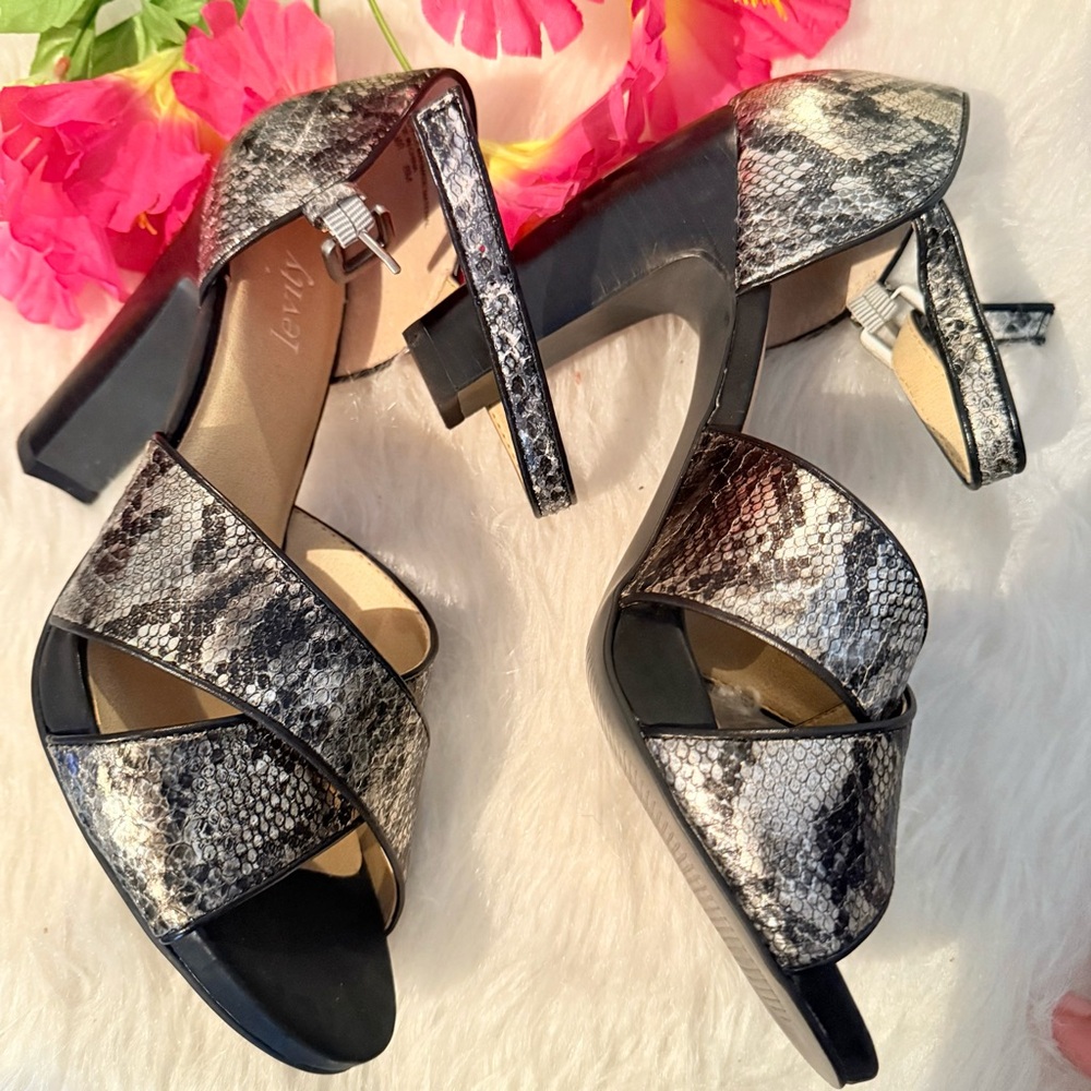 Levity Black and Gray Snakeskin Heels - Picture 12 of 16